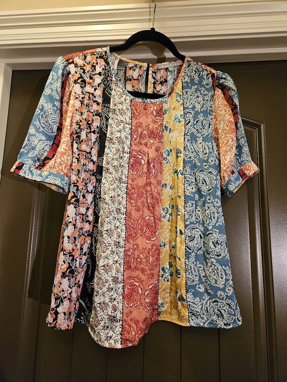 Daniel Rainn Mixed Print Patchwork Blouse Sold By Anthropologie, Size Small